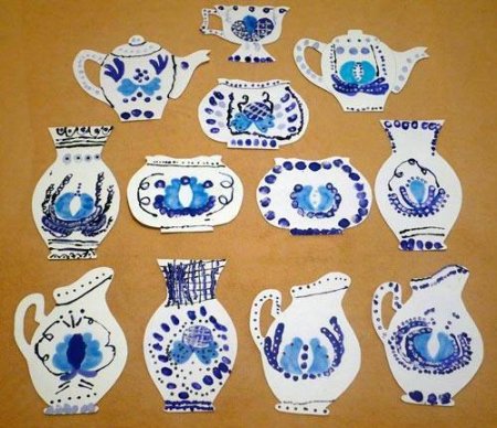 Посуда Гжель старшая группа