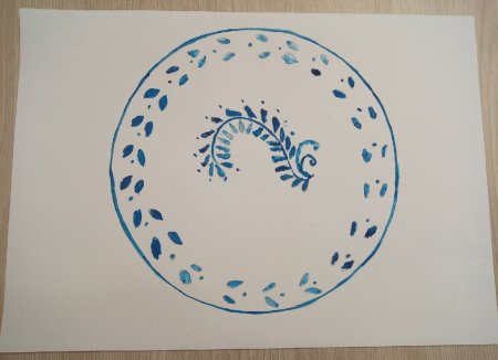 Гжельская тарелочка рисование