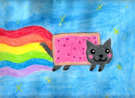 Радужный котик рисование для детей