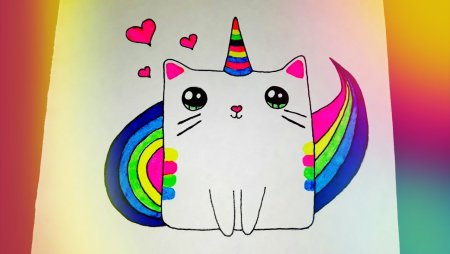 Рисовать радужную кошку
