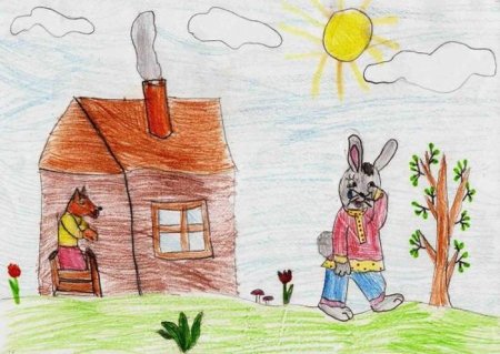 Детский рисунок лисы и зайца (47 фото)