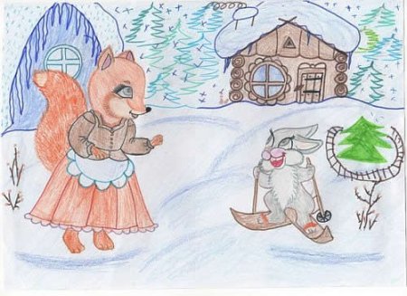 Рисунок к сказке Заюшкина избушка