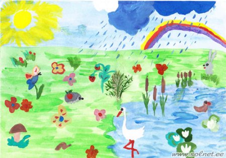 Детские рисунки на тему после дождя