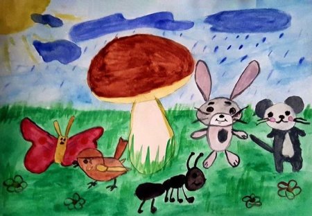 Рисование сказки под грибом