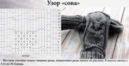 Варежки с совами