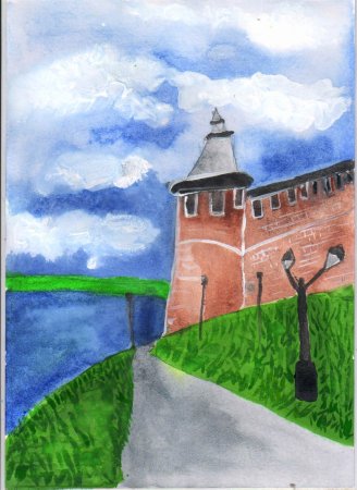Рисунок Кремля Новгородского для детей 5 класса