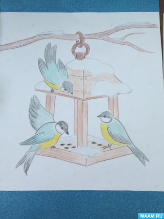 Рисование зимующие птицы