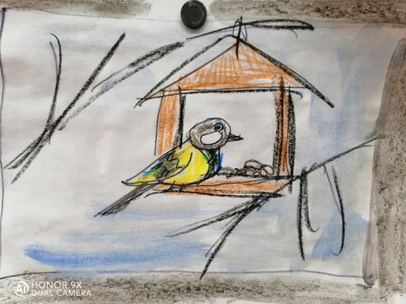 Кормление птиц живопись