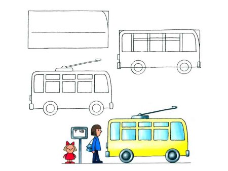 Поэтапное рисование транспорта для детей