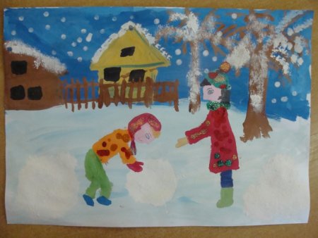 Зимний пейзаж рисунок