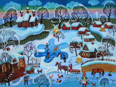 Зимняя деревня изо