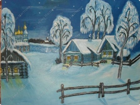Зимняя деревня мультяшная