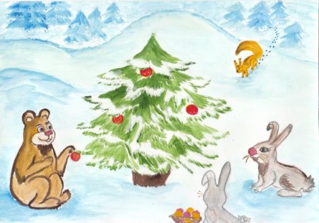 Рисование на тему «ёлки в зимнем лесу