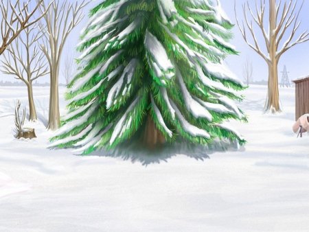 Мультяшный лес с елками