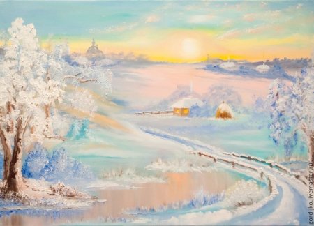 Картина морозное утро