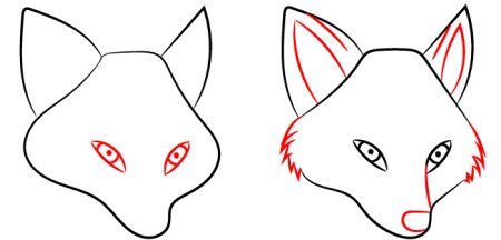 Рисование мордочки лисы пошагово для детей