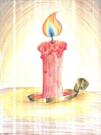 Свеча цветными карандашами