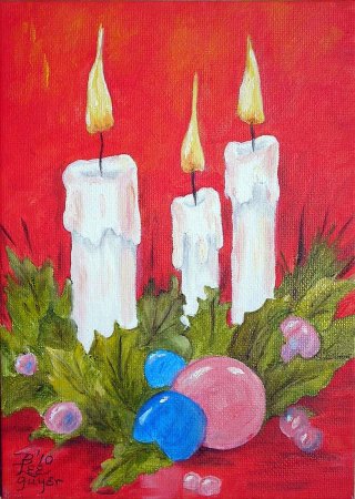 Новогодние свечи гуашью