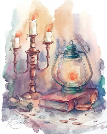 Свечка акварель