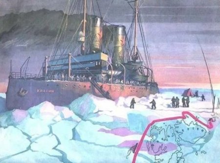 Картина ледокол Красин во льдах
