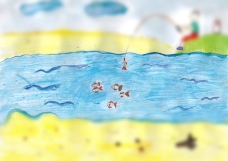 Рисование река летом