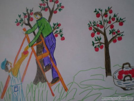 Рисование труд людей осенью