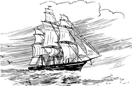 Корабль черно белый