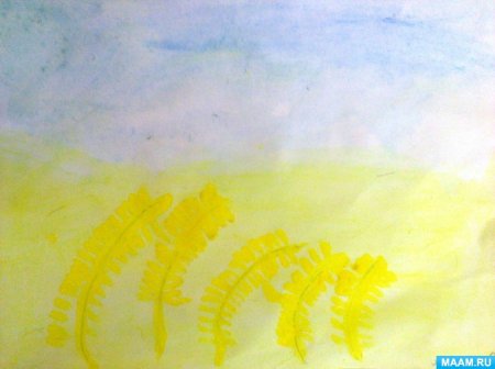 Поля с колосьями с рисовать