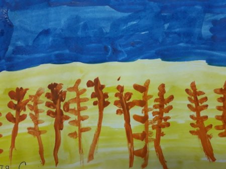 Пшеничное поле акварелью