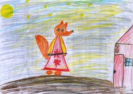 Лиса со скалочкой сказка рисунок