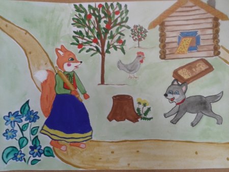 Рисунки по сказке Лисичка со скалочкой