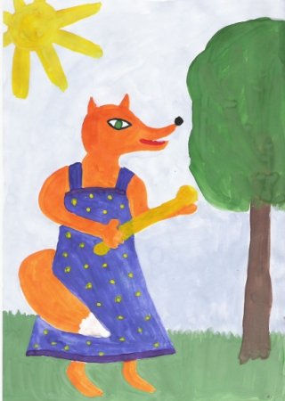 Рисование Лисичка со скалочкой