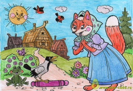 Рисование Лисичка со скалочкой