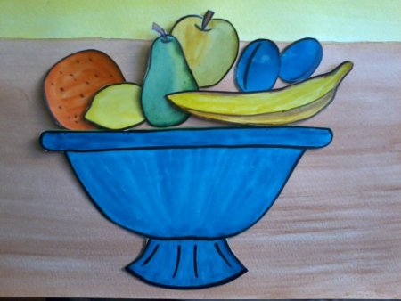 Аппликация фрукты на тарелке