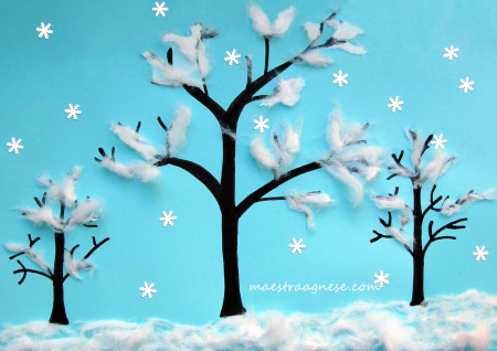 Аппликация зимнее дерево