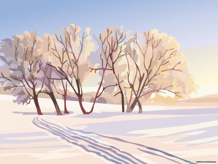 Зимний пейзаж рисунок