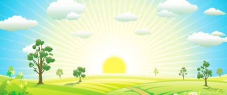 Мультяшное небо с солнцем