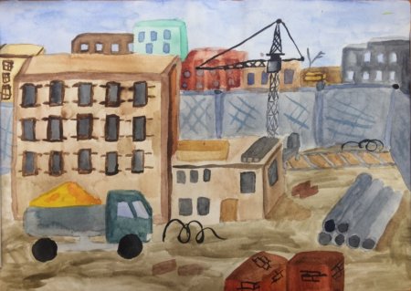 Рисунок ко Дню строителя детский