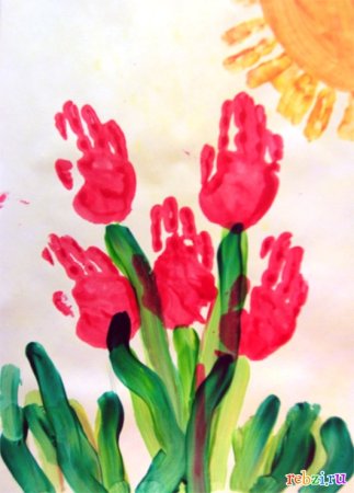 Рисование ладошками цветы