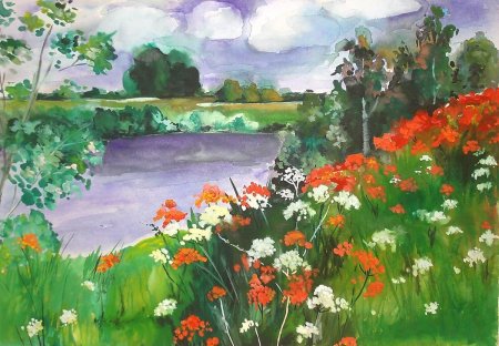 Летний пейзаж рисунок