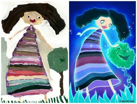 Детские рисунки перерисованные художником