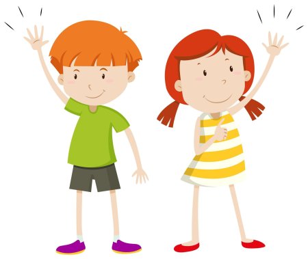 Мультяшный мальчик с поднятыми руками