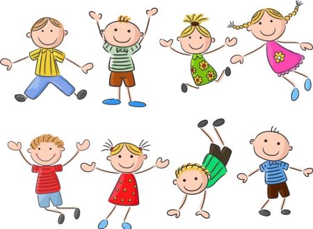 Дети Веселые прыгают векторное