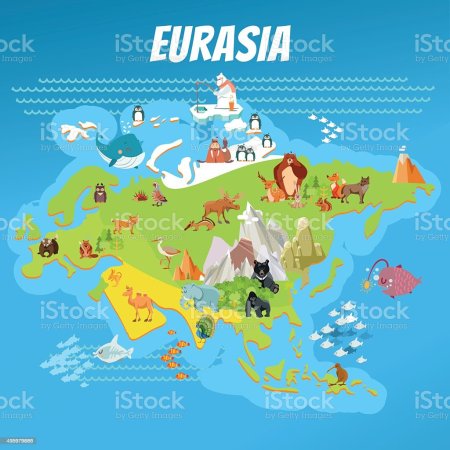 Материк Евразия на карте