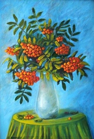 Рябина гуашью