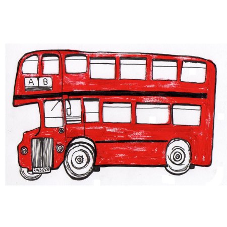 Нарисованный красный автобус