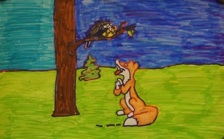 Как нарисовать ворону и лисицу поэтапно