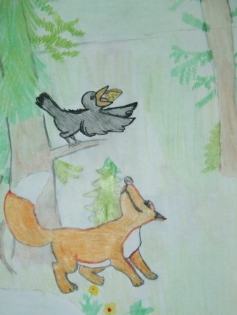 Иллюстрация к басне ворона и лисица 5 класс