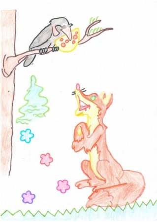 Иллюстрации к басням Крылова раскраски ворона и лисица