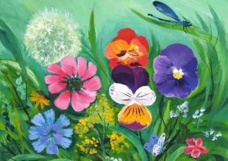Рисование полевых цветов